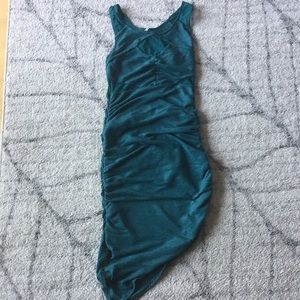 Free People Teal Ruched Midi Dress